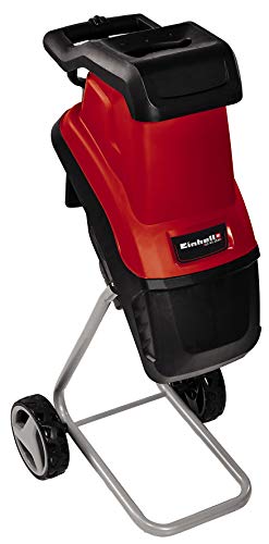 Einhell Elektro-Messerhäcksler GC-KS 2540 (2 Wendemesser aus Spezialstahl, große Trichteröffnung, Motorschutzschalter, Häckselgutfangsack, Transportgriff inkl. Stopfer) Rot - 1