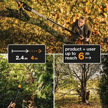 Fiskars Bypass Teleskop-Schneidgiraffe für frische Äste und Zweige, Antihaftbeschichtet, Stahlklinge/Aluminiumstiel, Länge 2,4 – 4 m, Schwarz/Orange, UPX86, 1023624 - 3