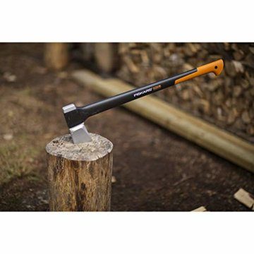 Fiskars Spaltaxt, Inklusive Klingen- und Transportschutz, Länge: 72 cm, Antihaftbeschichtet, Hochwertige Stahl-Klinge/Glasfaserverstärkter Kunststoff-Stiel, Schwarz/Orange, X25–XL, 2,4 kg, 1015643 - 4