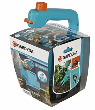 Gardena Handstreuer M: Streuer für einfaches Ausbringen von Dünger, Samen und Streusalz mit einer Streubreite von 1 - 4 m, für Rasenfläche bis ca. 100 m², 4-stufige Mengeneinstellung (431-20), Türkis - 2