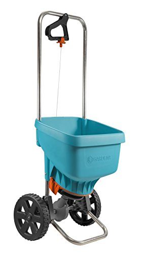 Gardena Streuwagen XL: Universalstreuer zum Ausbringen von Dünger, Samen und Streusalz, 1,5 - 6 m Streubreite, für ca. 800 m² Rasenfläche, 18 l Fassungsvermögen, mit Verschlussschieber (436-20) - 1