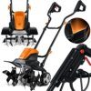 MASKO® elektrische Motorhacke 1500 Watt | 45cm Arbeitsbreite 20cm Arbeitstiefe | Bodenhacke | Ackerfräse Kultivator Gartenfräse | Elektro Hacke | klappbarer Handgriff | Metallgehäuse | Transporträder - 1