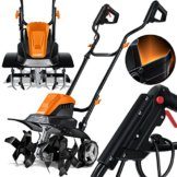 MASKO® elektrische Motorhacke 1500 Watt | 45cm Arbeitsbreite 20cm Arbeitstiefe | Bodenhacke | Ackerfräse Kultivator Gartenfräse | Elektro Hacke | klappbarer Handgriff | Metallgehäuse | Transporträder - 1