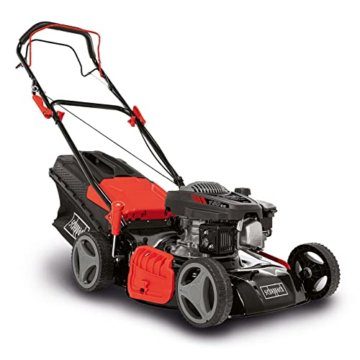 Scheppach MS161-46 Benzin Rasenmäher mit Antrieb - 46cm Schnittbreite | Reinigungsfunktion | 55 Liter Fangkorb | Stahlgehäuse | 7-stufige Höhenverstellung | Mulchfunktion | Seitenauswurf | Radantrieb - 1