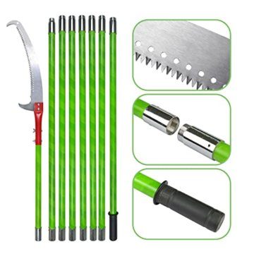 Astsäge mit Stiel 8m Handsäge Einstellbare Länge, Baumsäge Gartengeräte-Set Palme Hochentaster hochreichbare Stange mit Tragetasche, schneidet sauber und schnell für hohe Äste - 2
