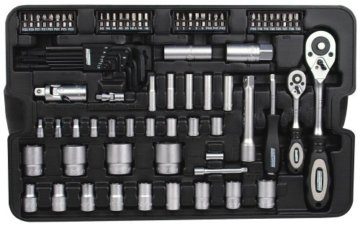 Brüder Mannesmann M29070 Fahrbarer Werkzeugkoffer, 122-teilig, Schwarz - 5