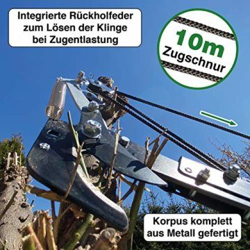 FenWi Raupenschere für Baumschnitt und Gartenpflege/Astschere mit Zugschnur als Zubehör zu Alu-Teleskopstangen (10m) - 2