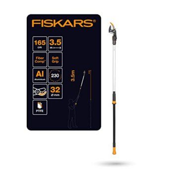Fiskars Bypass Schneidgiraffe für frische Äste und Zweige, Antihaftbeschichtet, Stahlklinge/Aluminiumstiel, Länge 1,6 m, Schwarz/Orange, UPX82, 1023625 - 2