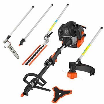 FUXTEC Benzin Motorsense FX-MT252ER 5in1 Multitool, 52 ccm, Tragegurt inkl. 1m Verlängerung 3 PS Kombigerät Heckenschere mit verstellbarem Hochentaster Kombisystem Freischneider 2-Takt - 1