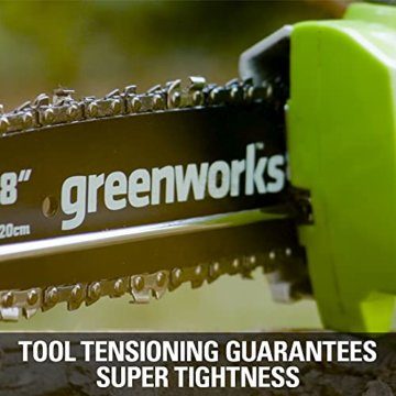 Greenworks Tools Akku-Hochentaster (Li-Ion 40V 20cm Schwertlänge 8 m/s Kettengeschwindigkeit Teleskop-Alustange 3-teilig inklusive 2 Ah Akku und Ladegerät), 20157UA, Grün - 6