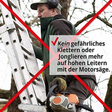 HECHT Benzin Hochentaster Teleskopsäge Motorsäge mit 26 ccm Hubraum, 34 cm Schwert und Teleskobstange bis zu 4,27 m Verlängerung für kraftvolles sicheres sägen in hohen Baumkronen (Hochentaster Rot) - 4