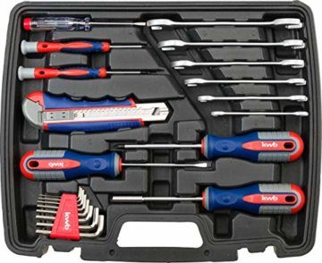 kwb Werkzeug-Koffer inkl. Schrauber-Bits, 42-teilig, gefüllt, robust und hochwertig, ideal für den Haushalt o. die Garage, GS geprüft, im praktischen Kunststoffkoffer, Rot, Blau, Grau - 3