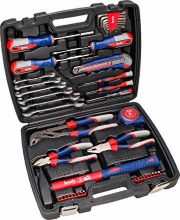 kwb Werkzeug-Koffer inkl. Schrauber-Bits, 42-teilig, gefüllt, robust und hochwertig, ideal für den Haushalt o. die Garage, GS geprüft, im praktischen Kunststoffkoffer, Rot, Blau, Grau - 4