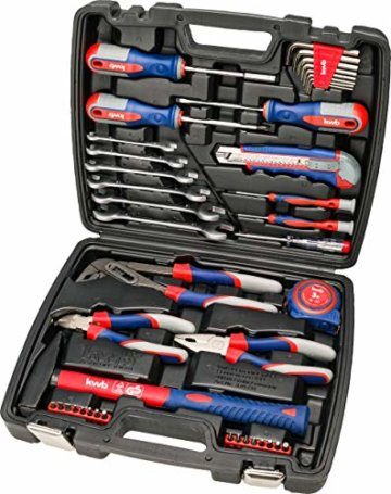 kwb Werkzeug-Koffer inkl. Schrauber-Bits, 42-teilig, gefüllt, robust und hochwertig, ideal für den Haushalt o. die Garage, GS geprüft, im praktischen Kunststoffkoffer, Rot, Blau, Grau - 1
