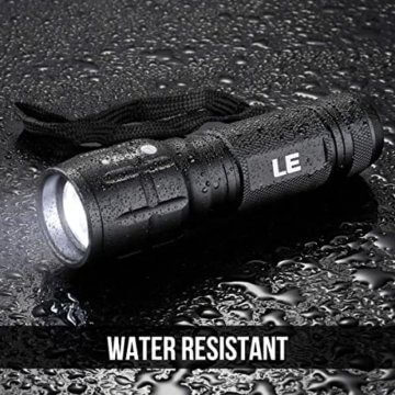 LE LED Taschenlampe, Extrem Hell zoombare Taschenlampen für Outdoor, Mini Tragbarer Flashlight, Wasserdicht Camping Handlampe für Kinder, Männer, Frauen (inkl.3xAAA-Batterien ) - 4