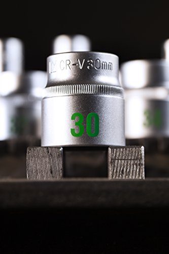 Meister Werkzeugtrolley 156-teilig - Werkzeug-Set-Mit Rollen- Teleskophandgriff/Profi Werkzeugkoffer befüllt/Werkzeugkiste fahrbar auf Rollen/Werkzeugbox komplett mit Werkzeug, Schwarz/Silber, 8971440 - 13