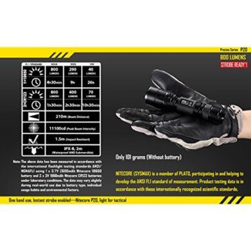 Nitecore P20 - 800 Lumen, programmierbar, Strobe Ready Funktion - 6