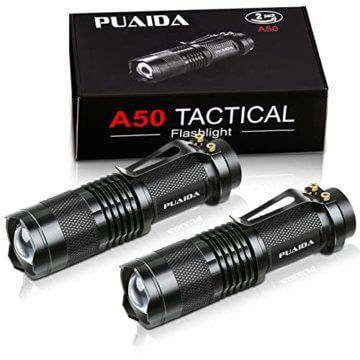 PUAIDA Mini LED Taschenlampe, Superhelle Zoombar LED Taschenlampen mit 3 Modi, Wasserdichte Handlampe Taschenlampen für Kinder, Geschenk, Angeln, Wandern und Camping (2 Stück) - 1