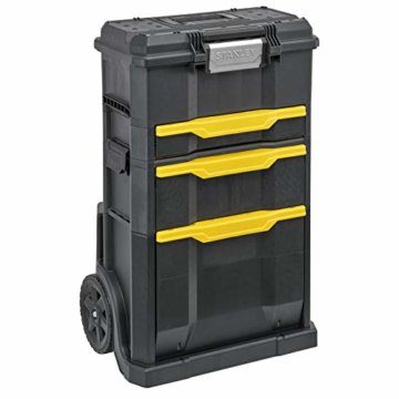 Stanley Rollende Werkstatt (77,8 x 48,8 x 34,8 cm, 2-in-1, modular aufgebaut, drei entnehmbare Werkzeugboxen mit Schnellverschluss, Teleskopgriff aus Aluminium) STST1-70344 - 4