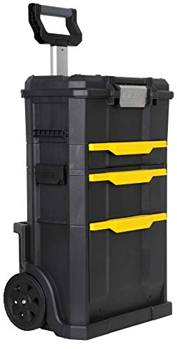 Stanley Rollende Werkstatt (77,8 x 48,8 x 34,8 cm, 2-in-1, modular aufgebaut, drei entnehmbare Werkzeugboxen mit Schnellverschluss, Teleskopgriff aus Aluminium) STST1-70344 - 1