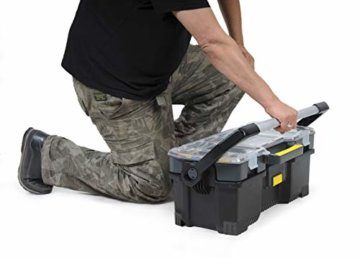 Stanley Werkzeugtrage 2-in-1 Set (67 x 32 x 25 cm, mit Organizeraufsatz, beide Einheiten getrennt verwendbar, robuste Metallschließen, stabiles Structural Foam Desgin) 1-97-514 - 12