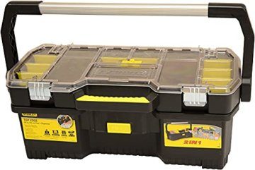 Stanley Werkzeugtrage 2-in-1 Set (67 x 32 x 25 cm, mit Organizeraufsatz, beide Einheiten getrennt verwendbar, robuste Metallschließen, stabiles Structural Foam Desgin) 1-97-514 - 1