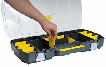 Stanley Werkzeugtrage 2-in-1 Set (67 x 32 x 25 cm, mit Organizeraufsatz, beide Einheiten getrennt verwendbar, robuste Metallschließen, stabiles Structural Foam Desgin) 1-97-514 - 9