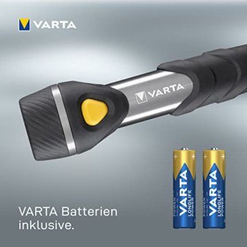 VARTA Taschenlampe mit 9 LEDs inkl. 2x AA Batterien, Day Light Multi LED F20 Leuchte, Taschenleuchte mit Anhänger, Lampe ideal für Haushalt, Angeln, Garage, Notfall, Stromausfall, Outdoor - 4