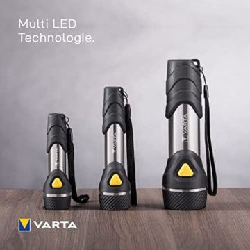 VARTA Taschenlampe mit 9 LEDs inkl. 2x AA Batterien, Day Light Multi LED F20 Leuchte, Taschenleuchte mit Anhänger, Lampe ideal für Haushalt, Angeln, Garage, Notfall, Stromausfall, Outdoor - 7