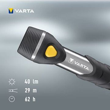 VARTA Taschenlampe mit 9 LEDs inkl. 2x AA Batterien, Day Light Multi LED F20 Leuchte, Taschenleuchte mit Anhänger, Lampe ideal für Haushalt, Angeln, Garage, Notfall, Stromausfall, Outdoor - 8