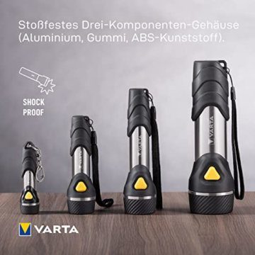 VARTA Taschenlampe mit 9 LEDs inkl. 2x AA Batterien, Day Light Multi LED F20 Leuchte, Taschenleuchte mit Anhänger, Lampe ideal für Haushalt, Angeln, Garage, Notfall, Stromausfall, Outdoor - 9