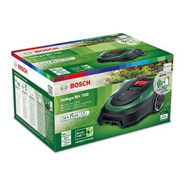 Bosch Rasenmäher Roboter Indego M+ 700 (mit 18V Akku und App-Funktion, Ladestation enthalten, Schnittbreite 19 cm, für Rasenflächen bis 700 m², im Karton) Grün, Schwarz - 10