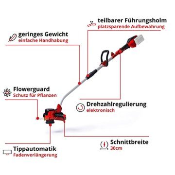 Einhell Akku-Rasentrimmer GE-CT 36/30 Li E - Solo Power X-Change (Lithium Ionen, 2x18 V, 9.000 U/min., elektr. Drehzahlregulierung, Fadenspule mit Tippautomatik, Flowerguard, ohne Akku und Ladegerät) - 3