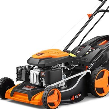 FUXTEC Benzin Rasenmäher FX-RM5196eS 4in1-6PS | 4-Takt Mäher mit Selbstantrieb & E-Start | 51cm Schnittbreite & Schnitthöhenverstellung - Inkl. 60L Grasfangkorb, Mulchfunktion & Seitenauswurf - 1