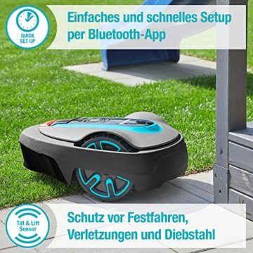 Gardena Mähroboter SILENO city 600 m²: Rasenroboter für bis zu 600 m² Rasenfläche, präzise Schnittergebnisse, Einstellungen und Setup über Gardena Bluetooth App, DE-Version (15010-20) - 6