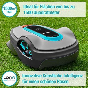 Gardena Mähroboter smart SILENO life 1500 m² Set: Innovative LONA AI-Technologie, Steuerung per App, SensorControl, für Steigungen bis zu 35 Prozent, inkl. smart Gateway, DE-Version (19704-60) - 2