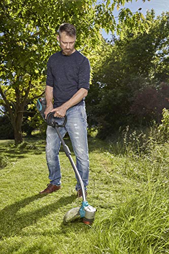 Gardena Set PowerCut Li-40/30 Akku-Trimmer: Rasentrimmer mit 300 mm Schnittkreis, langlebiger Schneidfaden, hohe Akkulaufzeit, integr. Pflanzenschutzbügel, teilbarer Stiel, Akku & Ladegerät (9827-20) - 2