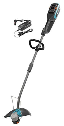 Gardena Set PowerCut Li-40/30 Akku-Trimmer: Rasentrimmer mit 300 mm Schnittkreis, langlebiger Schneidfaden, hohe Akkulaufzeit, integr. Pflanzenschutzbügel, teilbarer Stiel, Akku & Ladegerät (9827-20) - 1
