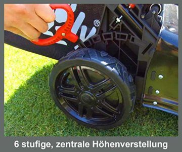 Grizzly Tools Benzin Rasenmäher mit Briggs & Stratton 125 cc 4-Takt Motor - 6 Fach Höhenverstellung - 42 cm Schnittbreite - Reinigungsanschluss - 45l Fangkorb mit Hardtop - Black Edition - 4