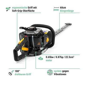 Alpina Benzin-Heckentrimmer AHT 555, 60cm Doppelschnittmesser, Max. Zweigdurchmesser 27 mm, 22,5ccm Motor, 650 W, Schwenkgriff hinten, Inkl. Messerabdeckung - 2