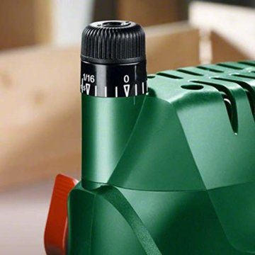 Bosch Oberfräse POF 1400 ACE (1400 W; für Holzbearbeitung; 3x Spannzange; Fräser; Parallelanschlag; Absaugadapter; im Koffer) - 5