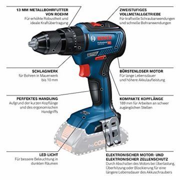 Bosch Professional 18V System Akku-Schlagbohrschrauber GSB 18V-55 (Dremoment 55 Nm, ohne Akkus und Ladegerät, im Karton) - 2