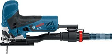 Bosch Professional Stichsäge GST 90 E (650 Watt, 1x Sägeblatt, Absaug-Set, Spanreißschutz, Schnitttiefe in Holz: 90 mm, im Koffer) - 4