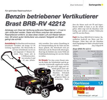 BRAST Benzin Vertikutierer 3,6kW(4,9PS) - 4,2kW(5,7PS) 38-42cm Arbeitsbreite 50L Fangkorb viele Modelle für kleine bis sehr große Rasenflächen BRB-RV-42212 - 6