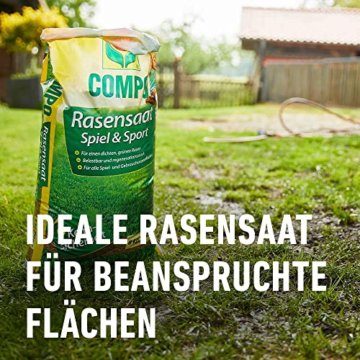 COMPO Rasensaat Spiel und Sport, Universelle Rasenmischung mit Rasensamen / Grassamen, 8 kg, 400 m² - 3