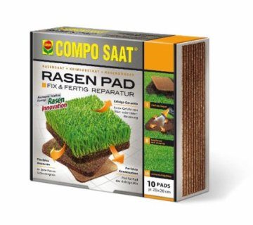 COMPO SAAT Rasen Pad®, innovative Rasenreparatur - auslegen, gießen, fertig! 10 Pads - 1