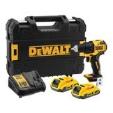 Dewalt 18V XR 2-Gang Akku-Bohrschrauber DCD708D2T (bürstenloses Vollmetall-Getriebe, 13 mm Vollmetall-Schnellspann-Bohrfutter, LED-Arbeitslicht, inkl. 2x Akkus, Ladegerät, Gürtelclip, T Stak Box) - 1