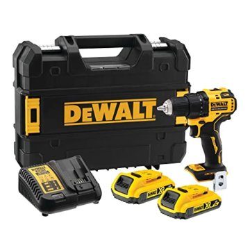 Dewalt 18V XR 2-Gang Akku-Bohrschrauber DCD708D2T (bürstenloses Vollmetall-Getriebe, 13 mm Vollmetall-Schnellspann-Bohrfutter, LED-Arbeitslicht, inkl. 2x Akkus, Ladegerät, Gürtelclip, T Stak Box) - 1