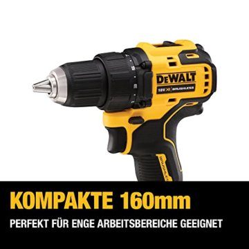Dewalt 18V XR 2-Gang Akku-Bohrschrauber DCD708D2T (bürstenloses Vollmetall-Getriebe, 13 mm Vollmetall-Schnellspann-Bohrfutter, LED-Arbeitslicht, inkl. 2x Akkus, Ladegerät, Gürtelclip, T Stak Box) - 6
