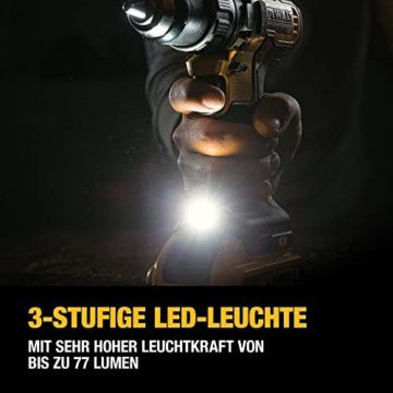 DeWalt Akku-Schlagbohrschrauber/ Akkuschrauber (18 Volt, 15-stufiges Drehmomentmodul, 13 mm Schnellspann-Bohrfutter, LED-Arbeitslicht, inklusive Zubehör) DCD796D2 - 6